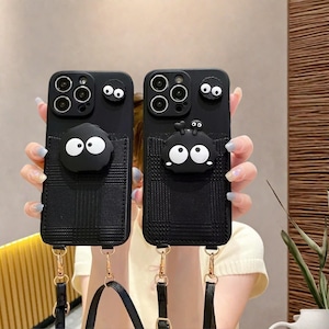 Black Coal Ball Card Bag Lanyard Telefoon Geval Voor Samsung Galaxy S20 S21 S22 S23 S24 Plus Ultra Crossbody Cover