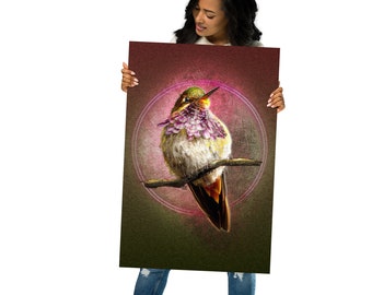 Affiche illustrée d'oiseau colibri de volcan - Impression d'art mural de décoration intérieure