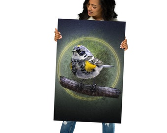 Affiche illustrée d'oiseau de paruline à croupion jaune - Home Decor Wall Art Print