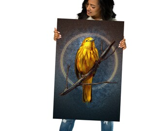 Illustrated Yellow Warbler Bird Poster - Home Decor Wall Art Print