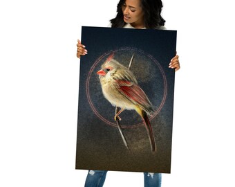 Illustrated Northern Cardinal #2 Bird Poster - Home Decor Wall Art Print