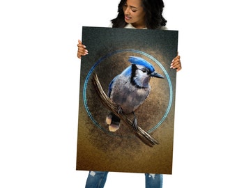 Illustrated Blue Jay #2 Bird Poster - Home Decor Wall Art Print