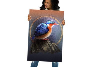 Illustrated Kingfisher #2 Bird Poster - Home Decor Wall Art Print