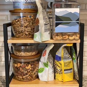 2 Tier Wood Kitchen Spice Rack for Countertop | Kitchen Organizer | Vintage Spice Rack | Spice Organizer | Kitchen Storage