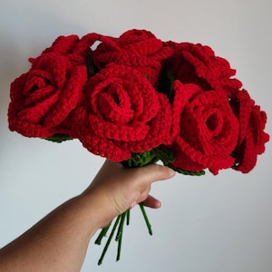 crochet rose, rose, knitted flowers, crochet bouquet, crochet rose flower, flower decor, girlfriend gift, romantic gifts