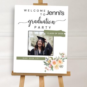 Graduation Party Welcome Sign | She did it! Editable Graduation Sign | Printable Graduation Party Welcome Sign | Instant Download