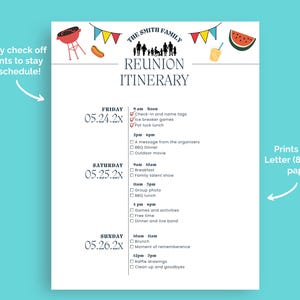 EDITABLE Family Reunion Program Template | Family Reunion Itinerary ...