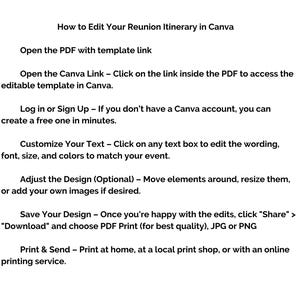 EDITABLE Family Reunion Program Template | Family Reunion Itinerary ...