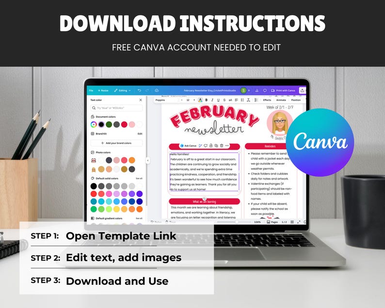 EDITABLE Weekly February Valentine’s Newsletter Template, Monthly ...