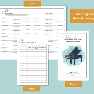 Editable Music Recital Program Template – Canva Editable | Piano Theme ...