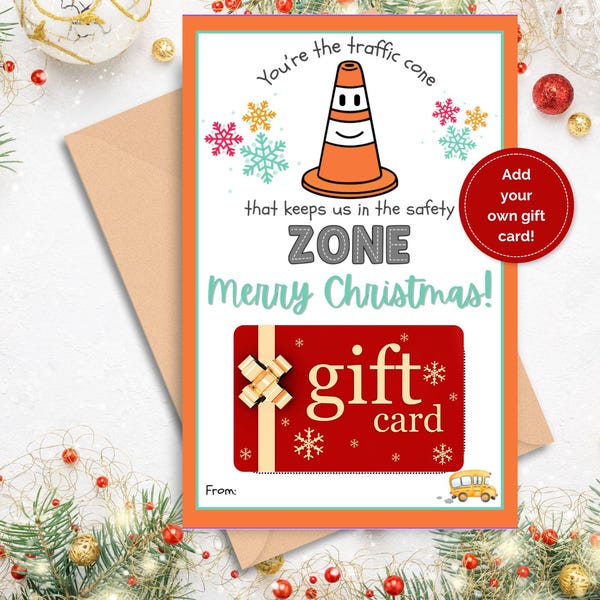 Bus Driver and Crossing Guard Printable Gift Card Holder for | Christmas & Holiday Appreciation Gift
