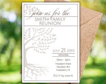 EDITABLE Family Reunion Tree Invitation Template with QR Code | Family Reunion Flyer | Family Reunion Invite Announcement | Instant Download