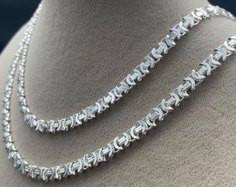 ポリッシュ仕上げのビザンチンチェーン - 925スターリングシルバー