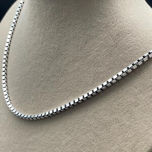 925 Sterling Silver Oxidized Silver Box Link Chain Necklace, Italian Silver Chain, Gift for Men, Black Design Chain, Everyday Wear Necklace
