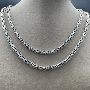 925 Sterling Silver Byzantine Chain Necklace, Oxidized Bali Chain, Italian Chain, Men Silver Chain, Gift for Men, Bali Byzantine Necklace