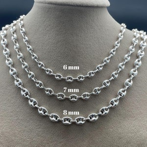 925 Sterling Silver Puffed Mariner Chain, Italian Mariner Chain, Anchor Sailor Chain, Thick Men Chain, Gift Men&#39;s Chain, Birthday Gift Chain