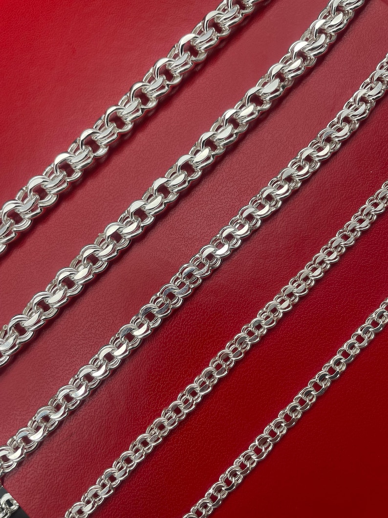 925 Sterling Silver Rolo Belcher Chain Necklace, Men's Chunky Silver ...