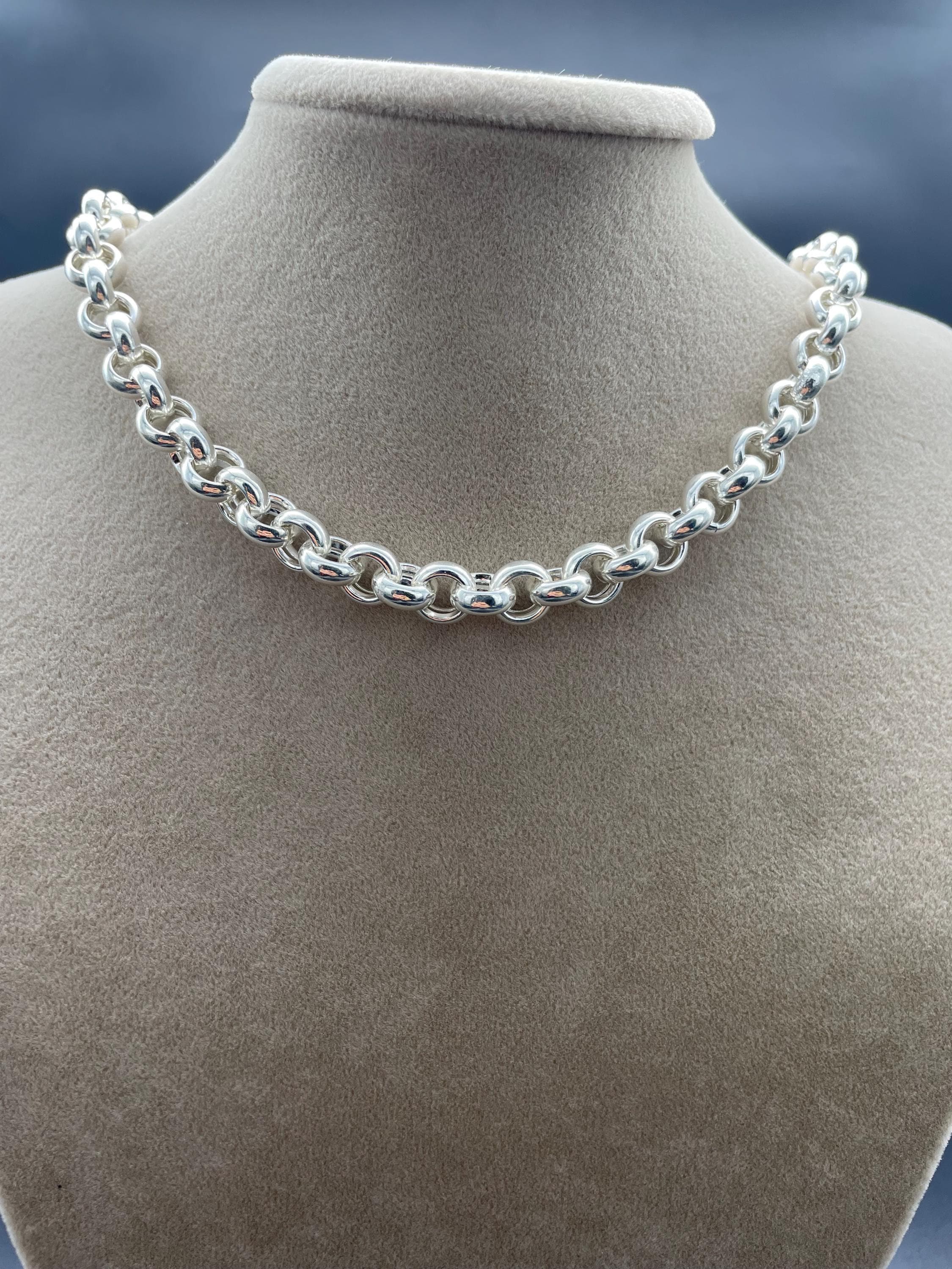 925 Sterling Silver Rolo Chain, Rolo Belcher Chain Necklace, Gift for Birthday, Men's Silver Chain, Gift for Her, 925 Stamped Rolo Necklace