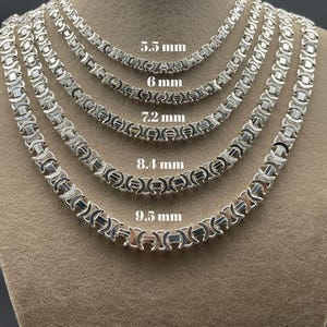 925 Sterling Silver Flat Euro Byzantine Chain Necklace, Byzantine Bali Chain, Byzantine Euro King Chain, Italian Solid Chain, Gift for Men afbeelding 2