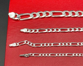 925 Sterling Silver Figaro Chain Bracelet, Men Figaro Chain
