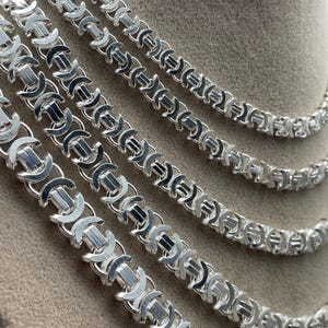 925 Sterling Silver Flat Euro Byzantine Chain Necklace, Byzantine Bali Chain, Byzantine Euro King Chain, Italian Solid Chain, Gift for Men afbeelding 4
