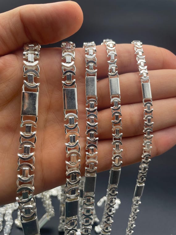 925 Sterling Silver Euro Byzantine Chain With Polished Panels