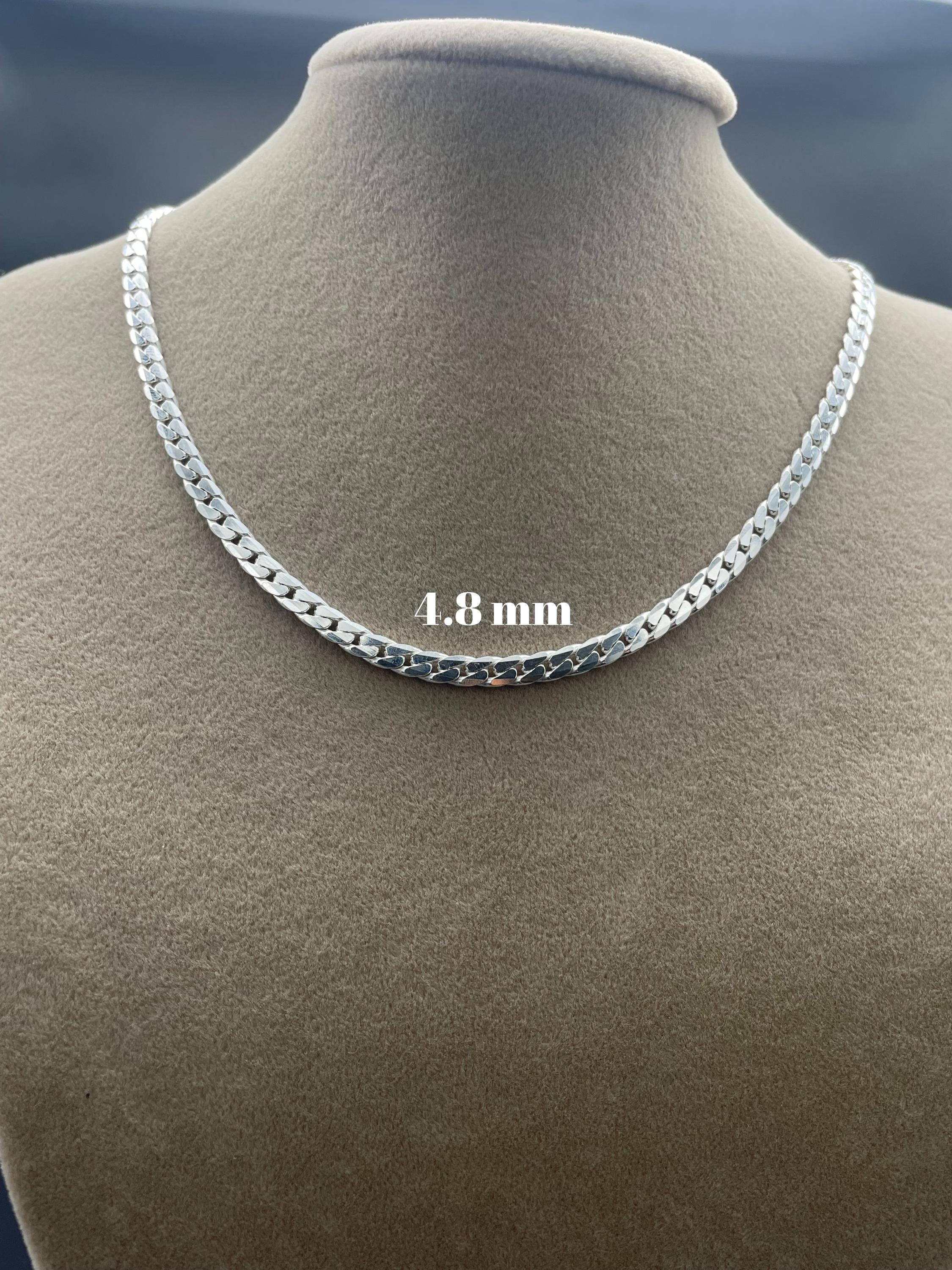 925 Sterling Silver Curb Link Chain Necklace, Italian Silver Chain
