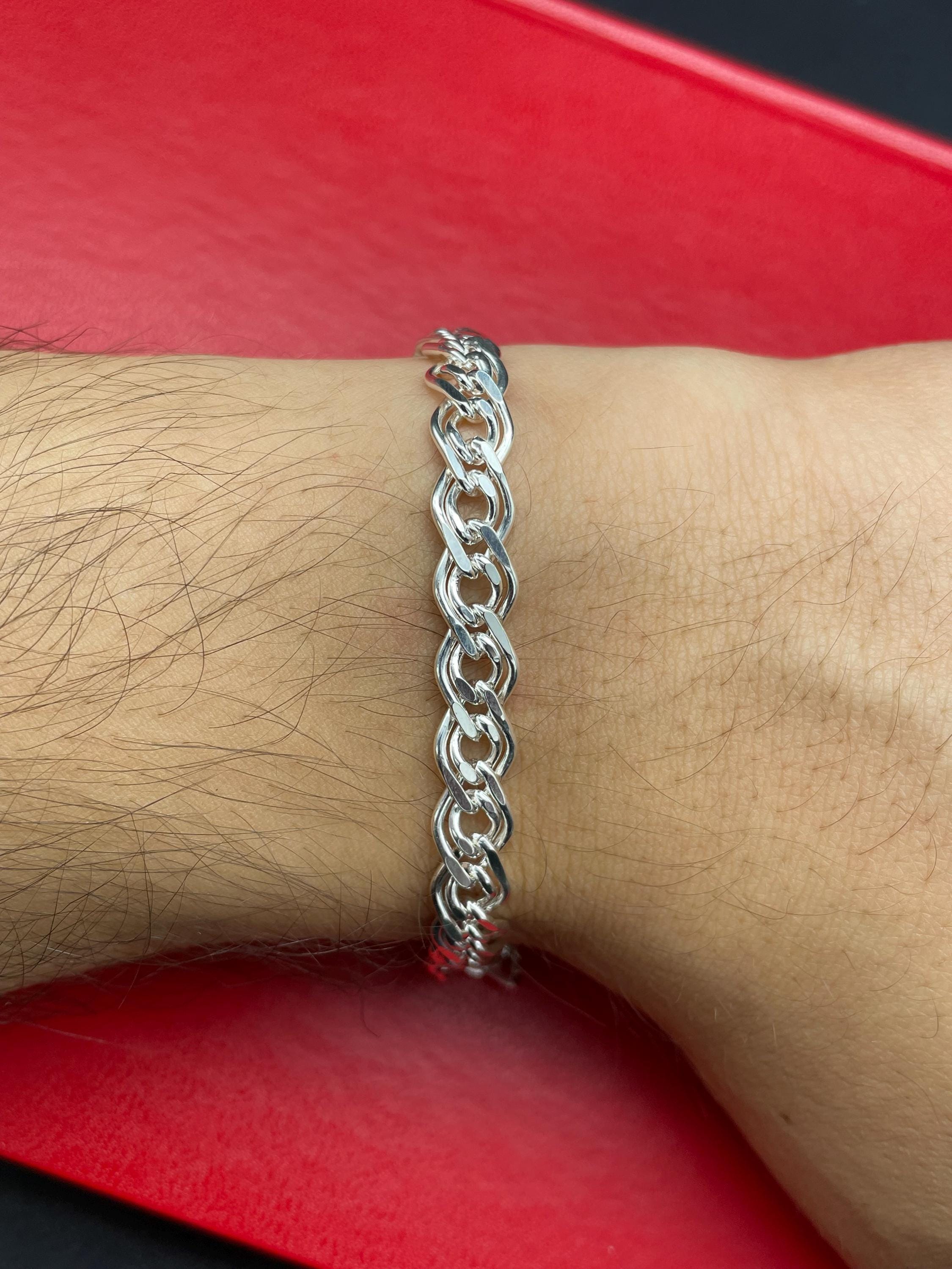 925 Sterling Silver Nonna Chain Bracelet, Silver Men's Bracelet