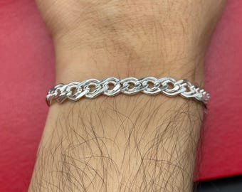 925 Sterling Silver Nonna Chain Bracelet, Silver Men's Bracelet