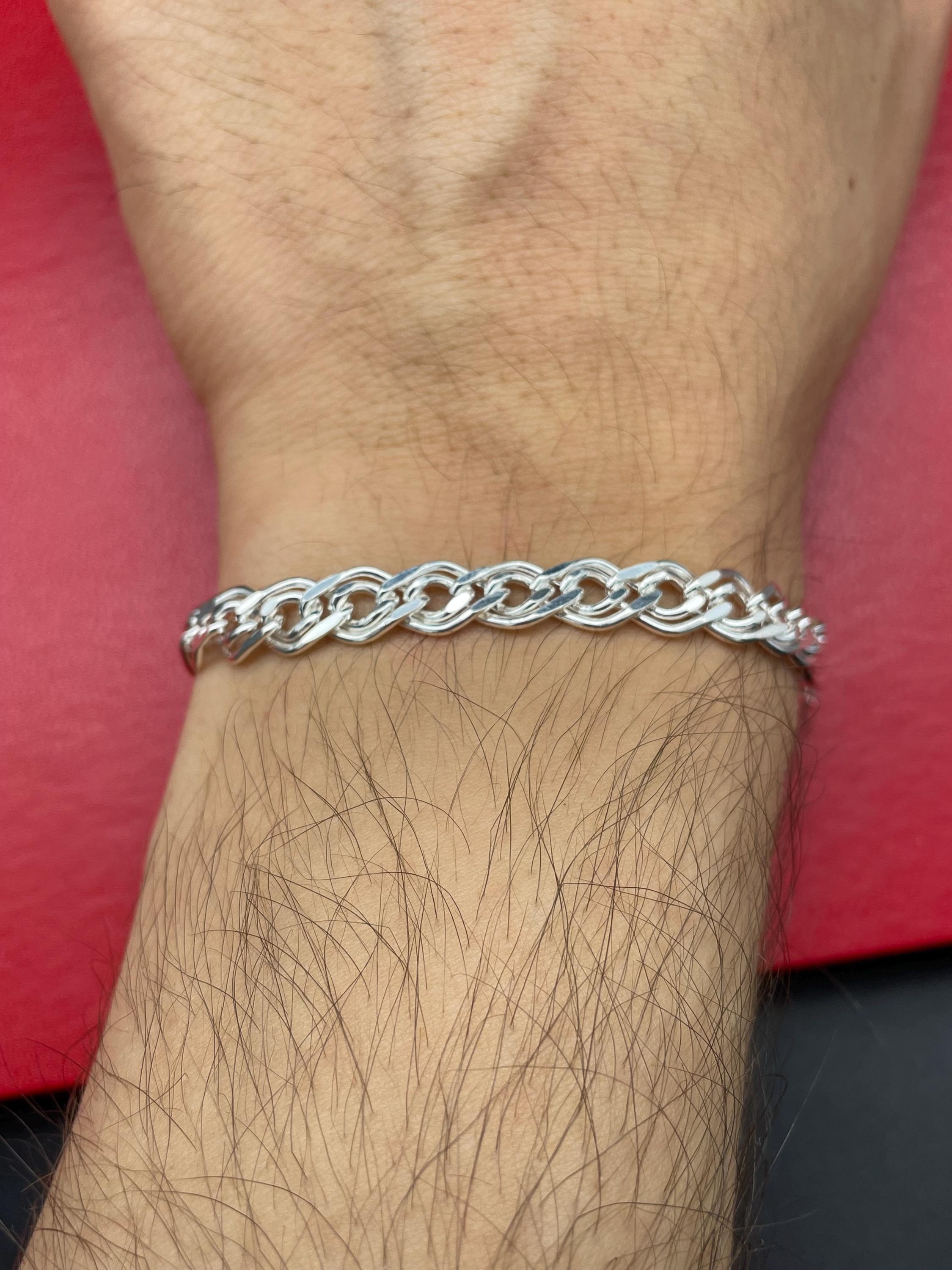 925 Sterling Silver Nonna Chain Bracelet, Silver Men's Bracelet