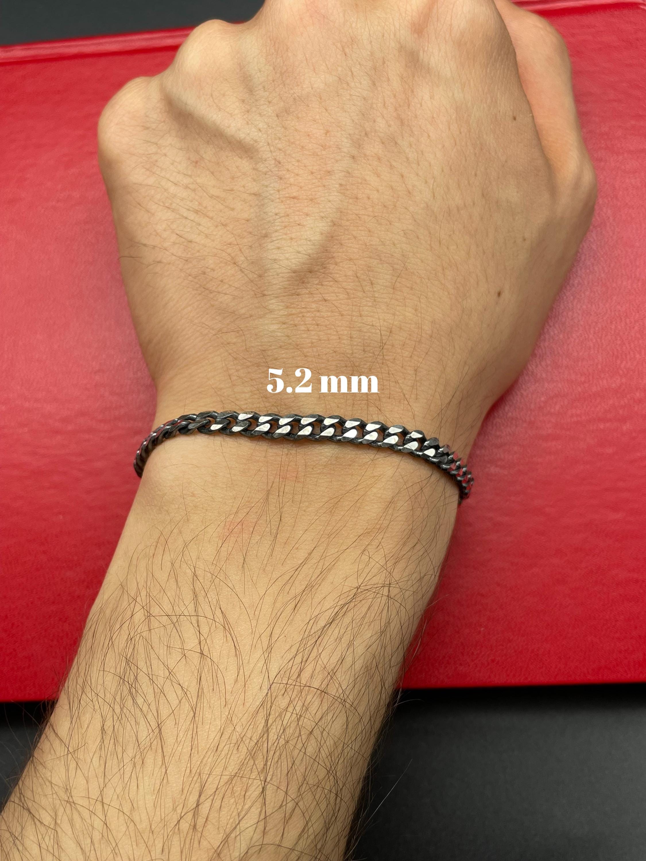 925 Sterling Silver Oxidized Curb Chain Bracelet, Men's