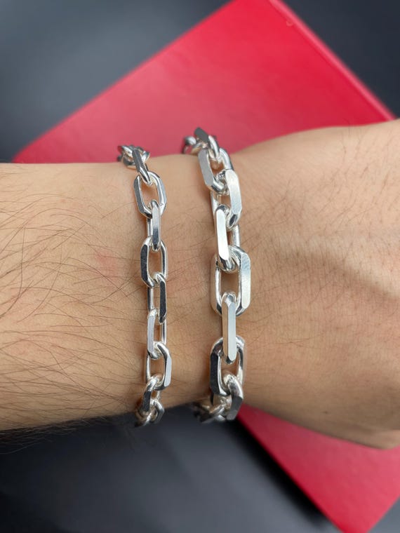 925 Sterling Silver Anchor Chain Bracelet, Anchor Silver Chain