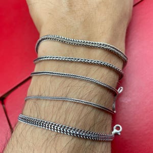 925 Sterling Silver Foxtail Chain Bracelet, Wheat Bali Chain Bracelet, Oxidized Chain for Men, Handmade Vintage Bracelet, Gift for Birthday