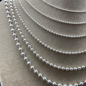 925 Sterling Silver Beaded Chain Necklace, Dainty Minimalist Ball Chain, Women Gift Necklace, Elegant Gift Chain, 925 Men Silver Ball Chain