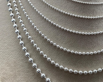925 Sterling Zilveren Kralenketting, Fijne Minimalistische Ball Chain, Cadeauketting voor Dames, Elegante Cadeauketting, 925 Zilveren Ball Chain voor Heren