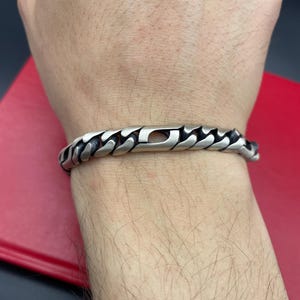 925 Sterling Silver Figaro Chain Bracelet, Trendy Men&#39;s Bracelet, Figaro Silver Bracelet, Gift for Birthday Bracelet, Gift for Him Jewelry
