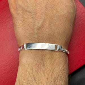 925 Sterling Silver ID Bracelet, Engraved Name Bracelet, Personalized Silver Bracelet, Cuban ID Bracelet, Gift for Her, Gift Him Bracelet