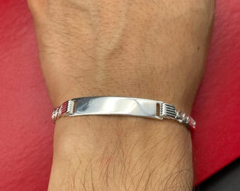925 Sterling Silver ID Bracelet, Engraved Name Bracelet, Personalized Silver Bracelet, Cuban ID Bracelet, Gift for Her, Gift Him Bracelet