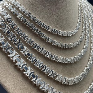 925 Sterling Silver Flat Euro Byzantine Chain Necklace, Byzantine Bali Chain, Byzantine Euro King Chain, Italian Solid Chain, Gift for Men afbeelding 5
