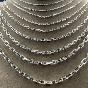 925 Sterling Silver Anchor Chain Necklace, Cable Link Chain for Men & Women, Solid Silver Chain, Gift for Him, Unisex Silver Chain Necklace