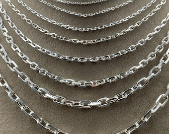 925 Sterling Silver Anchor Chain Necklace, Cable Link Chain for Men & Women, Solid Silver Chain, Gift for Him, Unisex Silver Chain Necklace