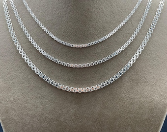 925 Sterling Silver Braided Bismark Chain Necklace, Elegant Chain For Women, Choker Chain, Gift Birthday Chain, Anchor Chain, Men's Necklace