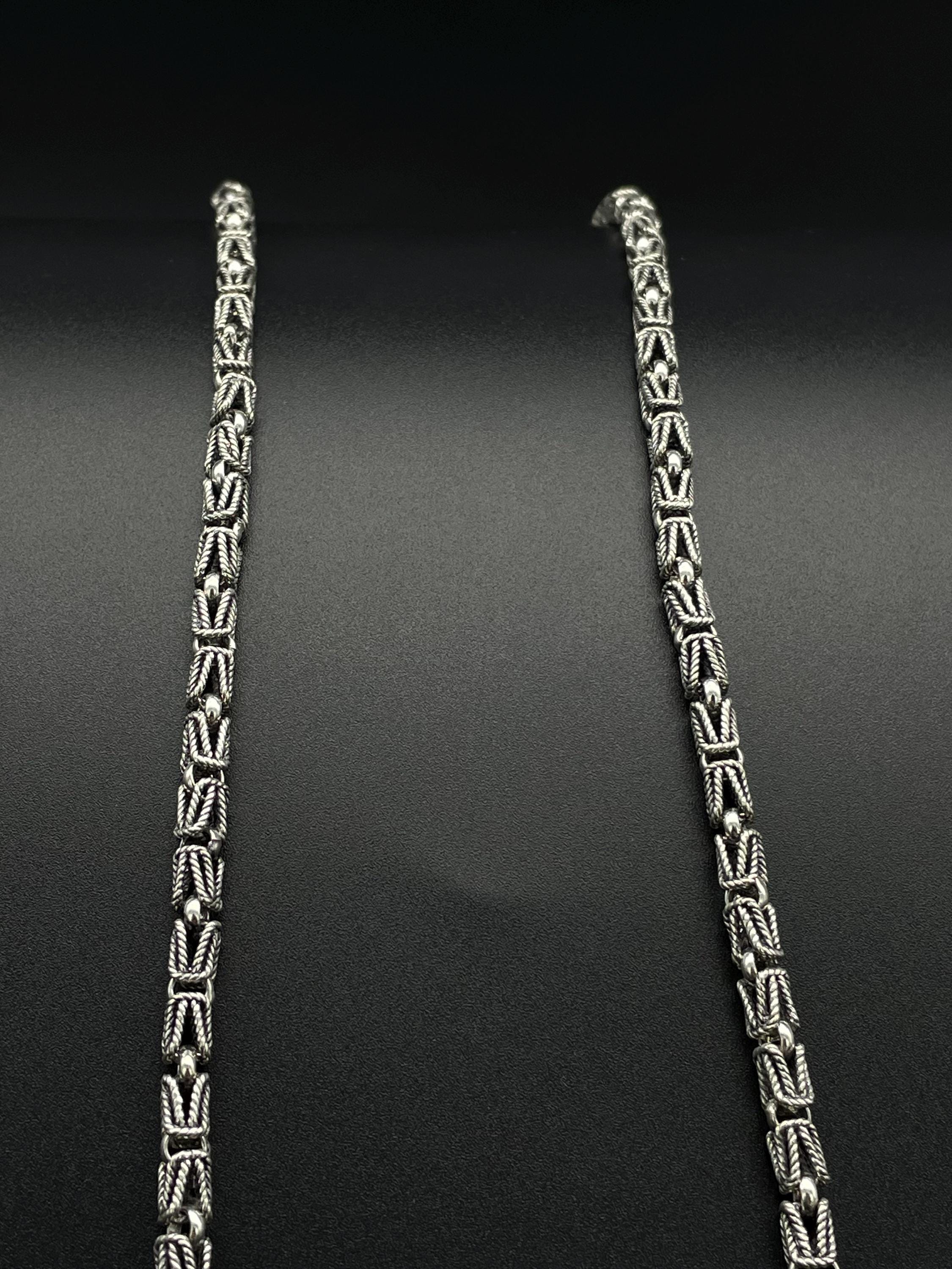 アクセサリー Vintage Bali Silver chain necklace 925 Sterling Silver Byzantine Chain Necklace, Trendy Bali Chain