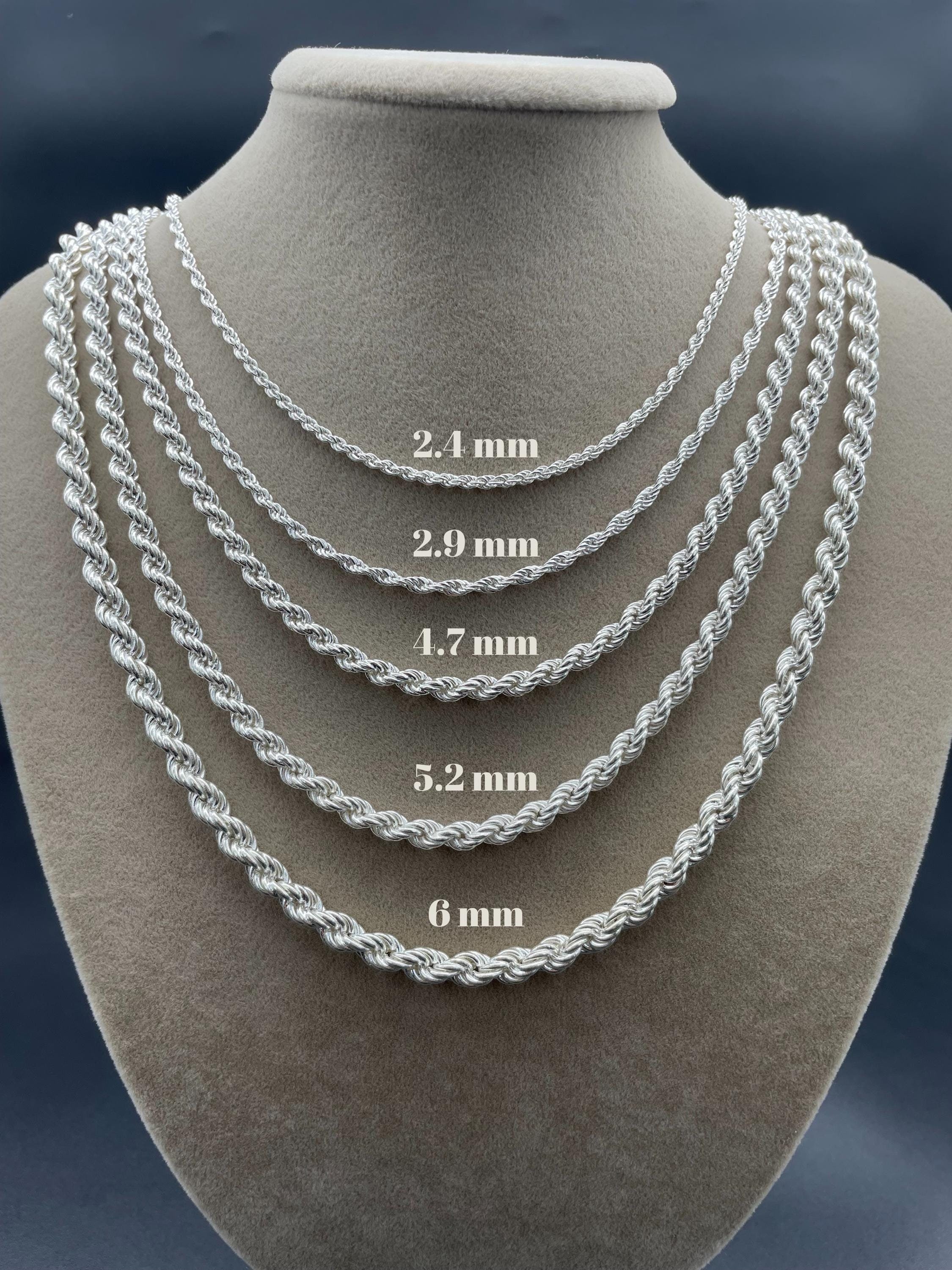 Custom Rope Link Chain 925 Sterling Silver Rope Chain Necklace, Twist Rope Link Chain Necklace ...
