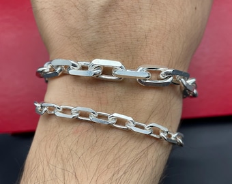 925 Sterling Silver Anchor Chain Bracelet, Anchor Silver Chain, Italian Chain Bracelet, Birthday Gift Chain, Everyday Chain, Gift for Women