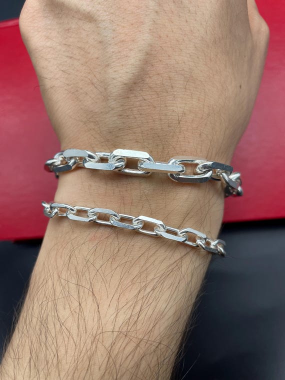 925 Sterling Silver Anchor Chain Bracelet, Anchor Silver Chain