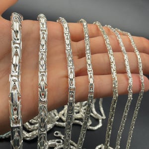 925 Sterling Silver Round Byzantine Chain, White King Chain Necklace, Solid Italian Byzantine Chain, Gift for Men, Round King Chain Jewelry
