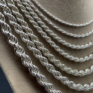 925 Sterling Silver Rope Chain Necklace, Twist Chain, Real Silver Jewelry, Diamond Cut Rope, Dainty Women Gift, Gift for Birthday, Stamped