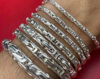 925 Sterling Silver Byzantine Chain Bracelet, White Round Byzantine, Bali Silver Chain, Gift for Men, Daily Wear Bracelet, Gift for Her