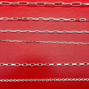 925 Sterling Silver Paperclip Chain Necklace, Cable and Box Link Chain, Thin Elegant PaperClip Chain, Minimalist Style Chain, Gift for Her